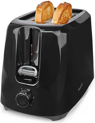 Nedis Toaster KABT150EBK - Schwarz 2-Scheiben-Toaster - Toaster für 2 Scheiben, kompakte Bauweise und ein modernes Design in Schwarz, perfekt für jedes Küchenambiente.