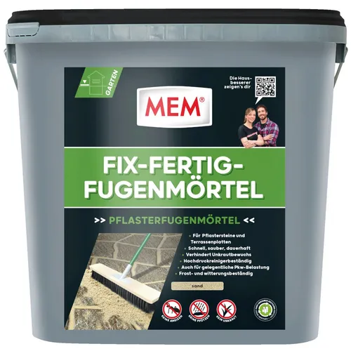 MEM Fix-Fertig-Fügenmörtel 12,5 kg - Witterungsbeständiger Fugenmörtel, ideal für Außenbereiche, verhindert Unkrautbewuchs und ist abriebfest – perfekt für gelegentliche PKW-Belastung.