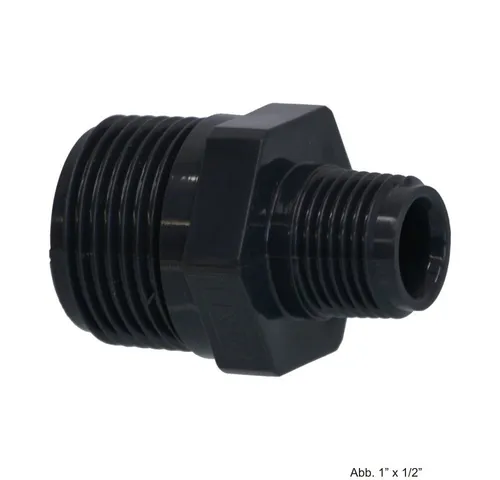 bevo Wasserrohr PVC-U Doppelnippel, reduziert, Außengewinde, 10 bar, 3/4