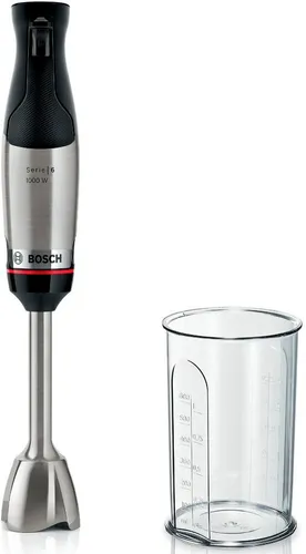 BOSCH Stabmixer ErgoMaster Serie 6 MSM6M610 - Mixer mit 1000 W Leistung und ergonomischem Design, inklusive Mixbecher und luftgekühltem Motor für perfekte Mixergebnisse.