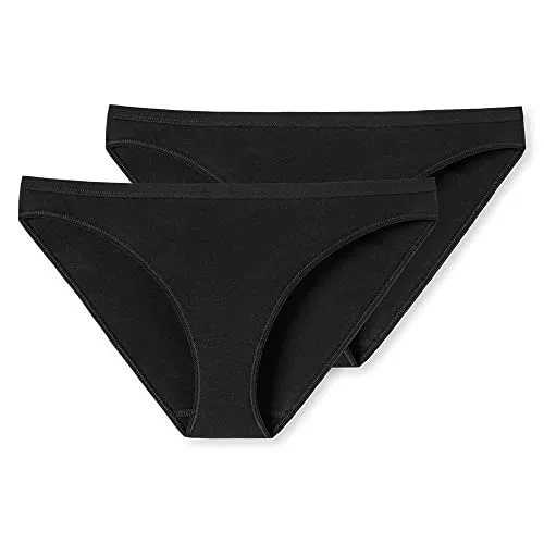 Schiesser Damen 2 Pack Mini Slip Bio Baumwolle - 95/5 Organic Unterwäsche, Schwarz_174294, 42 EU