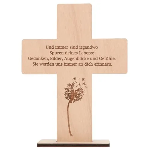 Spruchreif | Holzkreuz mit Gravur | Holzaufsteller Kreuz | Geschenke aus Holz | Christliche Geschenk | Geschenk Trauer | Trauergeschenk