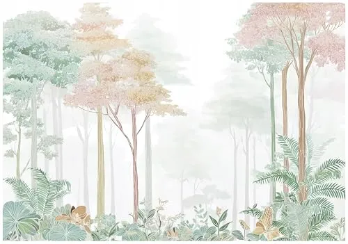 WallArena Vlies Fototapete Kinderzimmer 350x250 cm - Waldmotiv für Jungen & Mädchen - Tapeten für Kinderzimmer: Diese hochwertige Vlies Fototapete mit Waldmotiv schafft eine lebendige und einladende Atmosphäre. Einfach anzubringen und mit exzellenter Farb- und Detailwiedergabe.