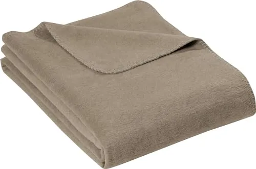 Erwin Müller Wohndecke Brescia Uni Taupe Größe 150x220 cm - schmuseweicher Flor, mollig warm und temperaturausgleichend