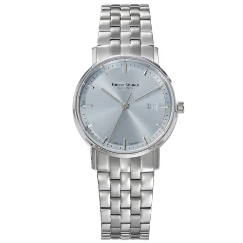 Damenuhr Glashütte Bruno Söhnle Rondo Eisblau Edelstahl Quarz 3 BAR 17-13106-344