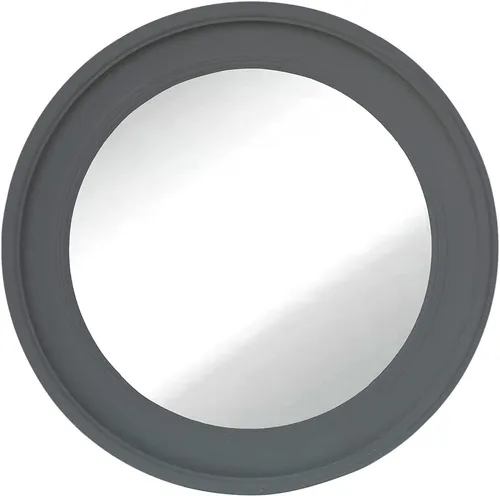 dasmöbelwerk Wandspiegel »Schlicht« Ø60 cm grau - Spiegel im Landhaus-Stil mit eleganter Perlenverzierung, ideal für Flur und Ankleidezimmer. Hochwertiger Vollholzrahmen, vormontierte Aufhängung, Durchmesser 60 cm.