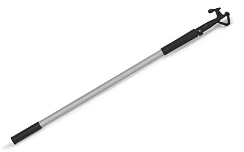wellenshop Profi Teleskop-Bootshaken Aluminium Länge 120-200 cm ∅ 30 mm stufenlos verstellbar, schwimmfähig, Bojenhaken Schleusenhaken Enterhaken Schiffshaken Teleskophaken