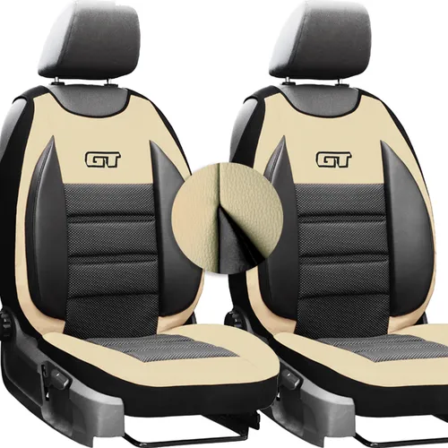 Autositzbezüge x2 - Autositzschoner Universalgröße - Sitzauflage Auto - Sitzbezug Auto Vordersitze - Matte für Sitze im Auto - Beige