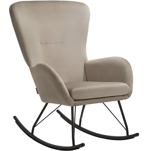 TecTake Schaukelstuhl Swing - Komfortabler Relaxsessel in Schwarz/Beige - Schaukelstuhl mit extradickem, waschbarem Polster und stabilem Stahlgestell. Ideal für entspannte Momente in jedem Raum.