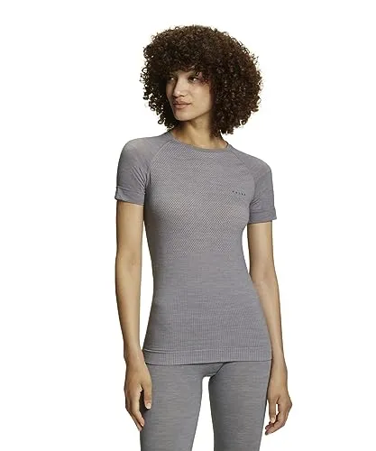 Falke Damen Tight Fit-Shirt Wool-tech Light grey-heather XS - Sportliches Kurzarm-Shirt für Damen aus hochwertiger Merinowolle, bietet optimale Temperaturregulierung und ist geruchsneutral. Ideal für jede Jahreszeit und aktive Bewegungen.