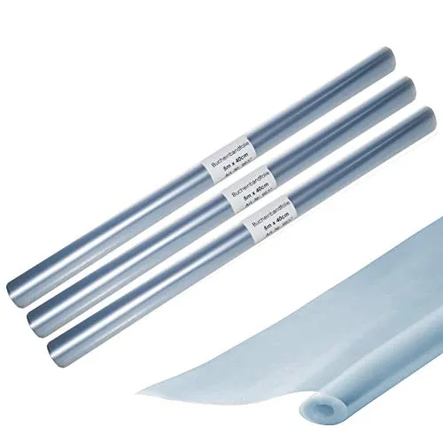 P.B. 3 x Bucheinband-Folie 5 m x 40 cm Transparent Seidenmatt. Buchfolie Bucheinband