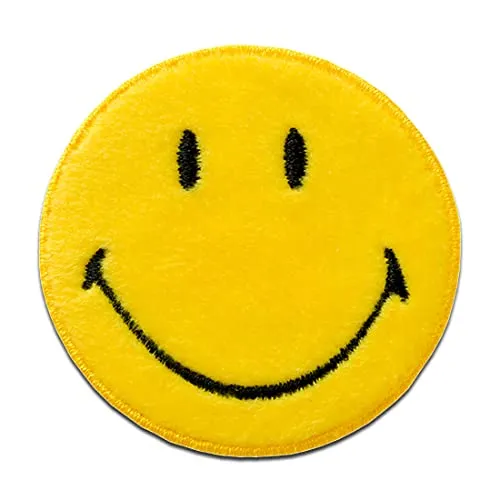 Mono Quick Smiley Weich - Aufnäher, Bügelbild, Aufbügler, Applikationen, Patches, Flicken, zum aufbügeln, Größe: 5 x 4,6 cm