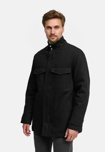 JEFF Herren JFAntoine Twill Mantel mit Stehkragen – 100% Baumwolle, Schwarz, XXL - Eleganter Herrenmantel aus 100% Baumwolle mit windabweisendem Material. Praktische Taschen und verdeckte Knopfleiste für einen modernen Look. Ideal für kühle Tage!