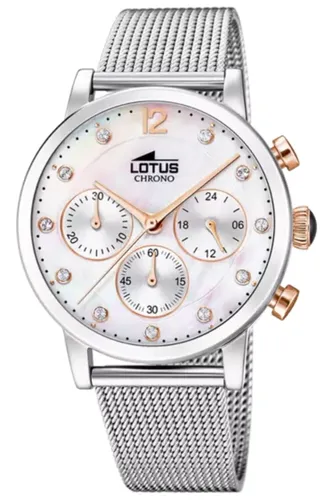 Lotus Damenuhr Trendy 18676/1 - Elegante Armbanduhr aus Edelstahl mit Zirkonia, wasserdicht bis 5 ATM, ideal für modebewusste Damen.