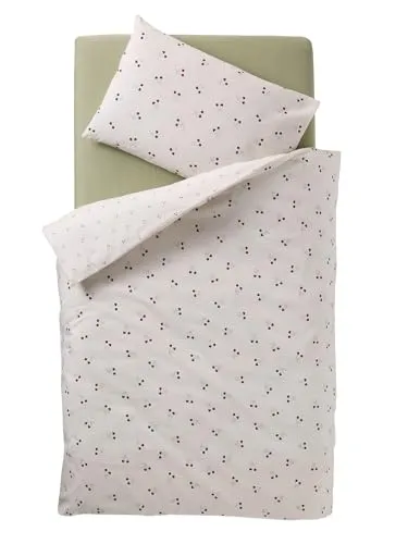 VERTBAUDET Bettwäsche aus Bettbezug und Kissenbezug, für Babys, Cherry Beige, bedruckt, 100 x 120 cm, 40 x 60 cm