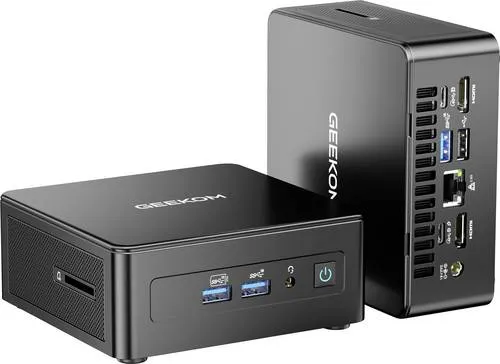 GEEKOM Mini PC IT15 mit Intel Core Ultra 9 und 32GB RAM - Kompakter Desktop-Computer mit leistungsstarkem Intel Core Ultra 9 Prozessor. Dank nur 0,46 Litern Volumen ideal für platzsparende Lösungen und hohe Effizienz – perfekt für kreative Anwendungen und Home-Office.