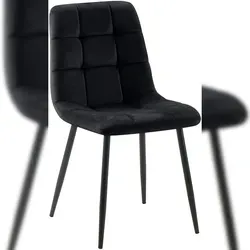 CLP Esszimmerstuhl Tilde schwarz/Samt - Stühle – Moderner Esszimmerstuhl Tilde mit hohem Sitzkomfort und schickem Steppmuster, ideal für Esszimmer und Wohnzimmer, belastbar bis 150 kg.