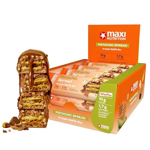 MaxiNutrition Protein Waffle Bar - Pistachio Spread - Mahlzeitenersatz & Diät-Drinks, proteinreiche Waffelriegel für einen leckeren Snack, ideal für Fitness und Ernährung.