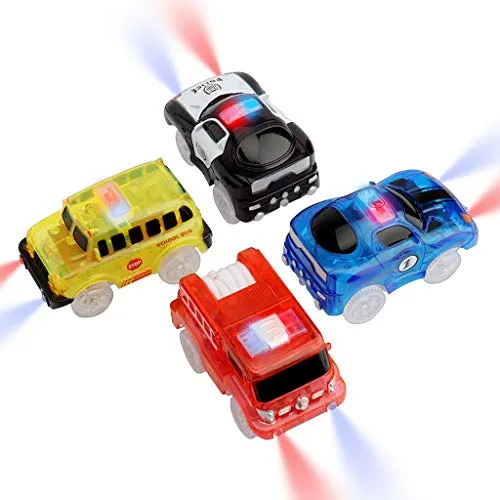 Tracks Cars 4 Pack Spielzeugautos mit LED-Lichtern