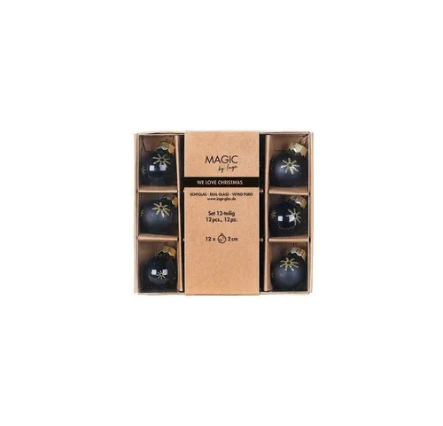 MAGIC by Inge Weihnachtsbaumkugel, Weihnachtskugeln Glas 2cm Schneeflocken Motiv 12er Set Ebony Black