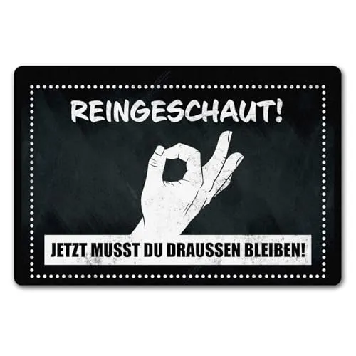speecheese Fußmatte 40x60 cm - Lustiger Streich: Reingeschaut! - Originelle Fußmatte (40x60 cm) ohne Rand mit humorvollem Motiv. Ideal für Scherzbolde, die Freunde und Familie mit einem witzigen Streich überraschen möchten. Rutschfeste Gummiunterseite sorgt für sicheren Halt.