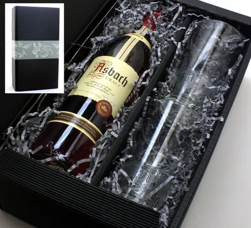 Asbach Uralt 36% 0,7l mit 2 original Longdrink Gläsern in Geschenkkarton