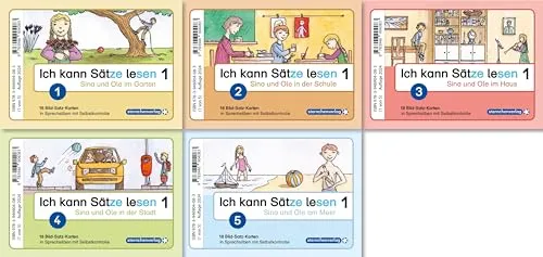 Ich kann Sätze lesen Teil 1 - In Sprechsilben - Deutsche Sprache Allgemein - 90 Bild-Satz-Karten mit Selbstkontrolle zur Förderung des Leseverständnisses in 5 verschiedenen Themen.