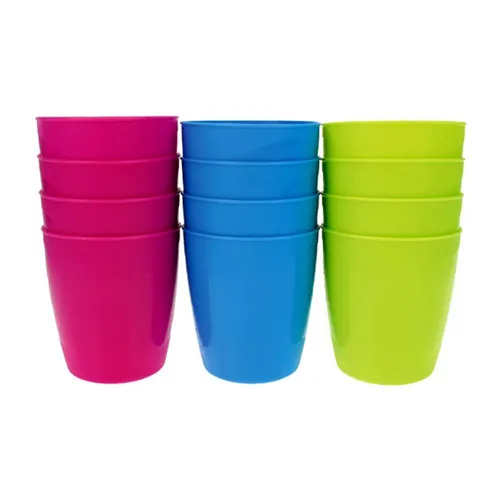 HAC24 Becher 12 Stück Trinkbecher Plastik Plastikbecher Mehrwegbecher Partybecher, Kunststoff, Mehrweg je 0,3 Liter