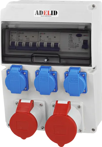 Baustromverteiler Wandverteiler CEE 32A 16A 400V mit FI-Schutzschalter