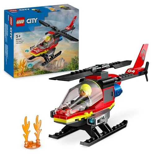 LEGO City Feuerwehrhubschrauber - Bauset mit Pilot-Figur und Löschkanonen, fördert kreatives Rollenspiel ab 5 Jahren