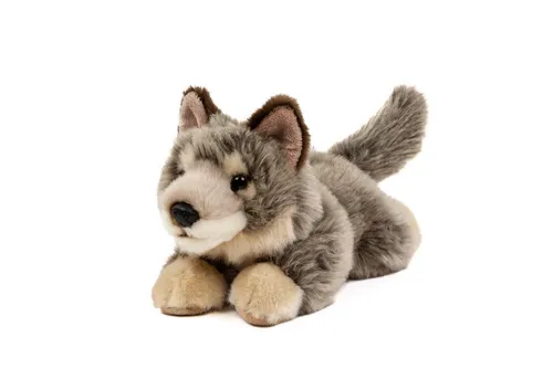 Teddys Rothenburg Kuscheltier Wolf liegend grau/beige 20 cm Plüschwolf Stofftier (Plüschtier, Stoffwolf)