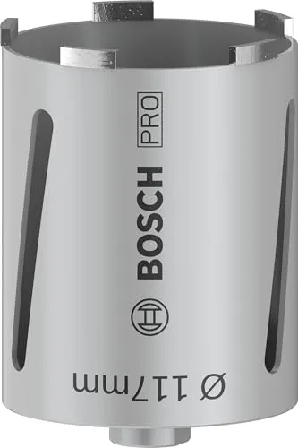 Bosch 2608587329 Diamant-Trockenbohrkrone 117 x 150 mm - Bohrkrone für Trockenbohren in Mauerwerk, optimierte Segmentmatrix für hohe Bohrgeschwindigkeit, ideal für Kalkstein, Ziegel und Sandstein.