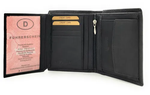 Jockey Club Basic Echtleder Geldbörse mit RFID Schutz - Herren Geldbeutel aus hochwertigem Echtleder mit praktischem Fotofach und integriertem RFID-Blocker für sicheren Transport von Karten. Kompakt und klassisch im Design.