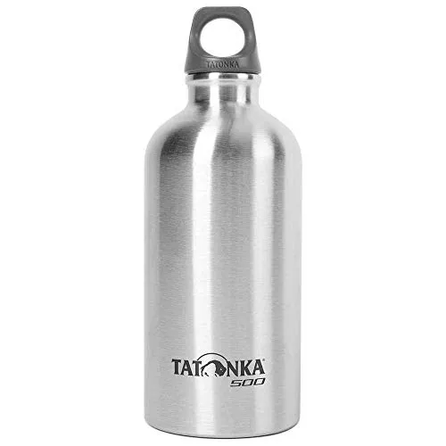 Tatonka Trinkflasche Stainless Steel Bottle 0,5l - Unzerbrechliche Flasche aus Edelstahl - schadstofffrei (BPA-frei),rostfrei,lebensmittelecht,spülmaschinenfest -Mit Öse zum Befestigen(500ml Volumen)
