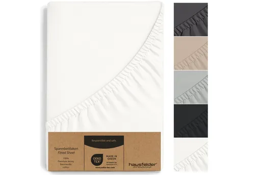 Hausfelder Spannbettlaken Bettlaken (Boxspring, 90/100x200 cm, Weiß), Baumwolle, Gummizug: rundum, (1 Stück)