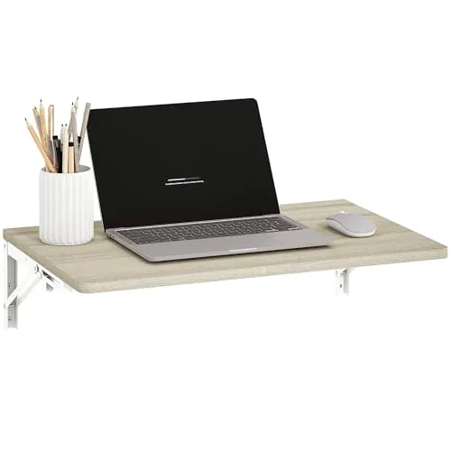 HOMCOM Wandklapptisch 60x40 cm - Platzsparender Klapptisch für Homeoffice und Wohnzimmer, mit abgerundeten Ecken und einer stabilen Bauweise, die bis zu 8 kg trägt.