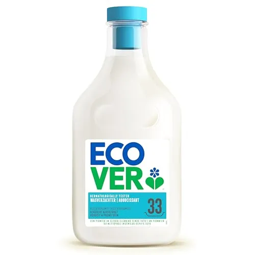 Ecover Flüssiger Weichspüler, pflanzliche Formel ohne Palmöl, Rosenduft und Bergamotte, 1-Liter-Flasche
