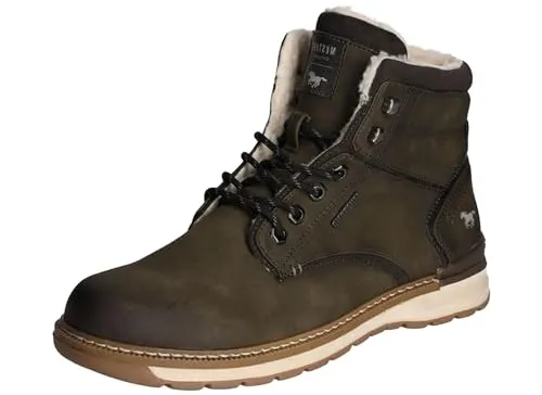 MUSTANG 4141604-770 Herren Schnürstiefelette Warmfutter, Größe 45 - Herren-Stiefel mit warmem Fellfutter für optimale Wärme und Komfort, ideal für kalte Tage. Flexibel und bequem dank der weichen Kunstleder-Oberfläche und der unterpolsterten Decksohle.