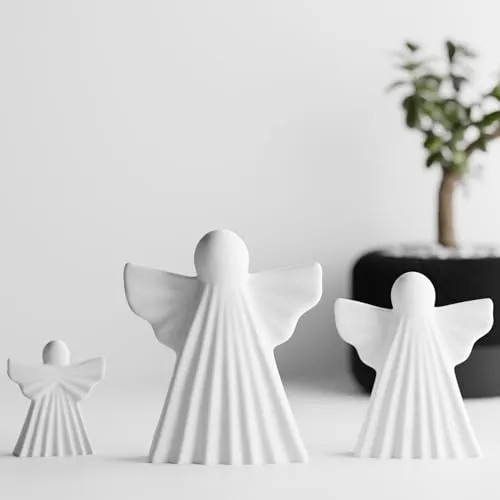 Shapes - Decorations Deko Engel 3er Set – Moderne Weihnachtsdekoration aus hochwertigem PLA – stilvolle Figuren für Fensterbank, Tisch & Regal handgefertigt in Deutschland (Wei)