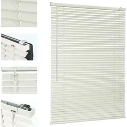 Sekey Klemmfix-Jalousie für Fenster freihängend, 25mm Alu-Lamellen, mit Bohren, inklusive Montagematerial Aluminium-Jalousie ohne Bohren, 40x130cm, Gipsfarbe