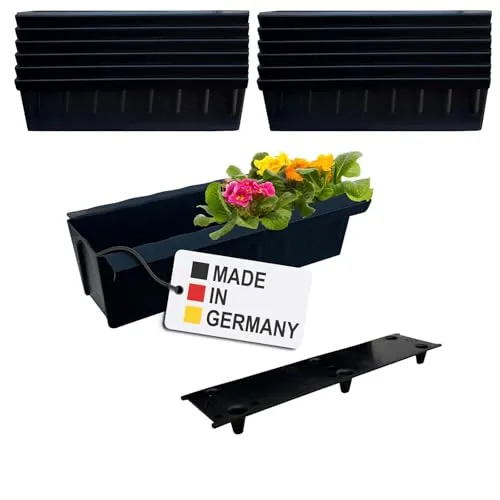 BURI 12 Euro-Paletten Blumenkästen-Einsätze inkl. Bewässerungsmatte | mit Hängesystem zum Einhängen | 37,3cm Schwarz | Pflanzkasten für Europalette Palette | Balkonkasten | Blumentopf | extrem stabil