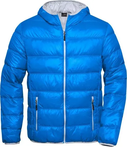 Herren Daunenjacke ultraleicht JN1060, blau/silber, Größe L - Funktionsjacke aus ultraleichtem Material, ideal für aktive Männer und vielseitig einsetzbar.