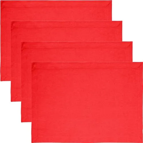 REDBEST Tischset Tulsa 4er-Pack Baumwolle rot Größe 35x50 cm