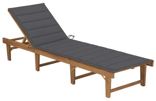 vidaXL Klappbare Sonnenliege mit Auflage aus Akazie - Gartenliegen aus massivem Akazienholz, witterungsbeständig und mit verstellbarer Rückenlehne für optimalen Komfort. Perfekt für entspannte Stunden im Freien.