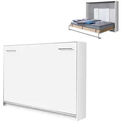 QMM TraumMöbel Schrankbett, Weiß, Holzwerkstoff, 140x200 cm, Schlafzimmer, Betten, Klappbetten