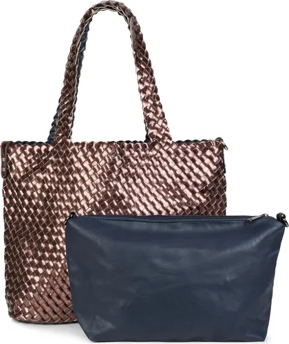 styleBREAKER XXL Wendetasche in Flecht-Optik – 2-in-1 Shopper Tasche für Damen - Geräumige styleBREAKER Wendetasche in schicker Flechtoptik mit separater Innentasche. Ideal für jeden Anlass – einfach wenden und die Farbe wechseln! Praktisch und stilvoll für den Alltag.
