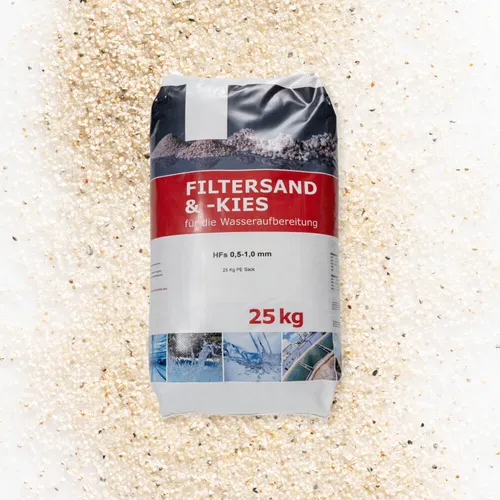 Filtersand 1.2 - 2.5mm, 25kg Sack für Pool Sandfilteranlagen | feuergetrockneter Quarzsand für Poolfilter |