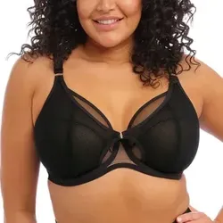 Elomi Kintai Underwire Plunge Bra Schwarz L 90 - Eleganter Bügel-BH - Funktionsunterwäsche mit herausragendem Halt und Komfort, ideal für große Cupgrößen. Das Plunge-Design formt eine schöne Silhouette und die verstellbaren Träger sorgen für perfekten Sitz.