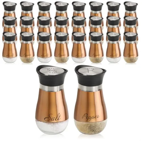 com-four® 24-teiliges Salz- und Pfefferstreuer-Set aus Edelstahl und Glas - Würzspender - Gewürzbehälter mit Aufschrift - Schüttler für Gewürze in Küche und Gastronomie