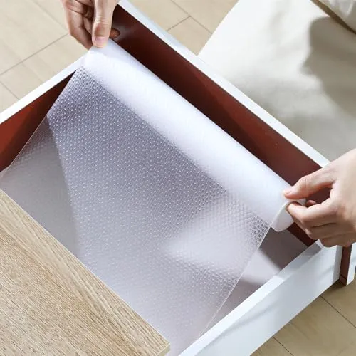 VINATO Schubladenmatte Eva – Wasserabweisend, zuschneidbar Antirutschmatte – Küche, Bad, Schrank-Innenschutz(Transparent,30x400cm)
